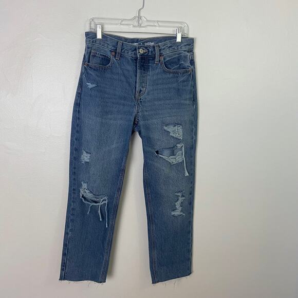Old Navy‎ High-Waisted Slouchy Straight Cropped Ripped Jeans Size 2 - Picture 3 of 9
